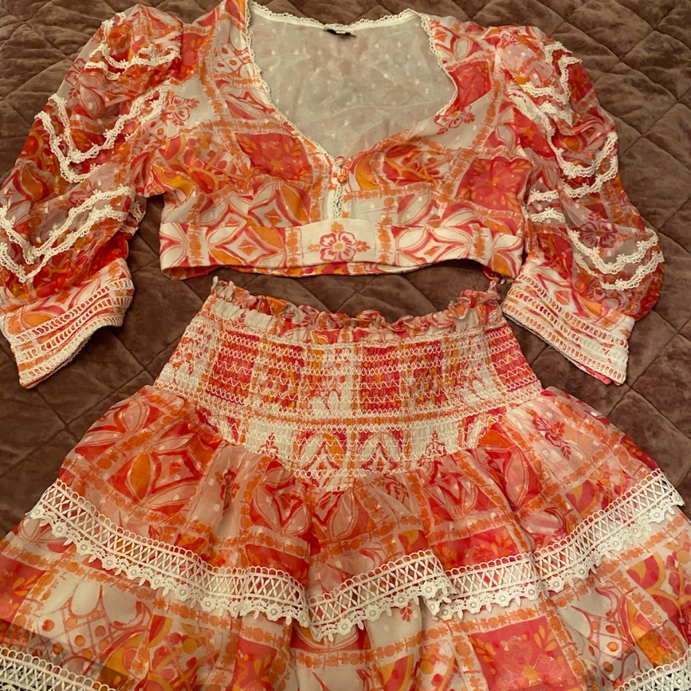 Hemant and Nandita ruffle skirt and top matching set